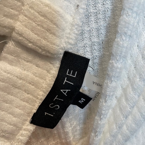 1. State Lattice V-Back Waffle Weave Sweater in Soft Ecru White Medium New - Picture 4 of 8